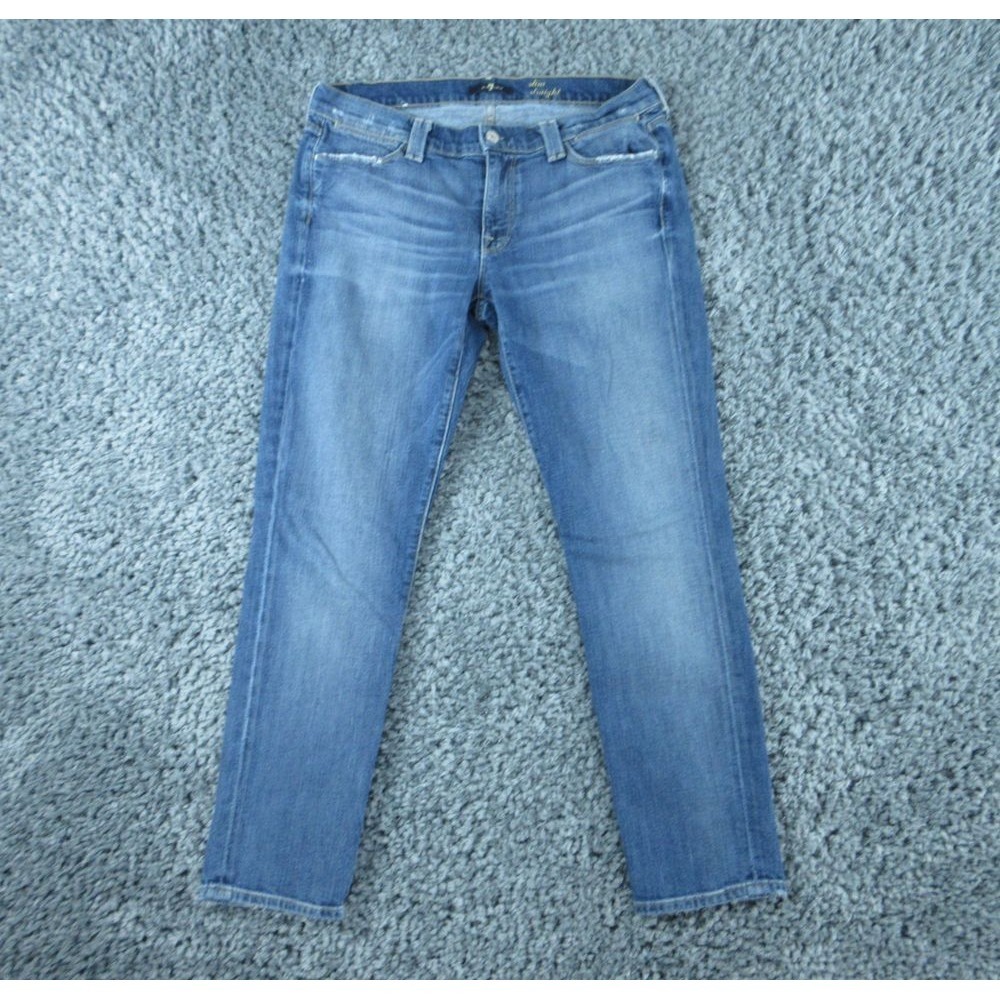 Seven7 Jeans Womens 10 Blue Denim Tummyless Highrise Skinny 31x29* Distressed